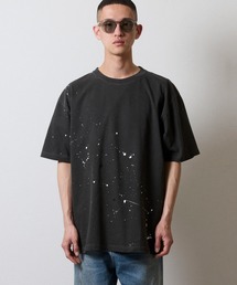 HAND PAINTED Number⑨ PRINTED VINTAGE DYE T-SHIRT / ハンドペイント ナンバーナイン ワンポイント ロゴプリント ヴィンテージダイ Tシャツ
