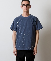 HAND PAINTED Number⑨ PRINTED VINTAGE DYE T-SHIRT / ハンドペイント ナンバーナイン ワンポイント ロゴプリント ヴィンテージダイ Tシャツ