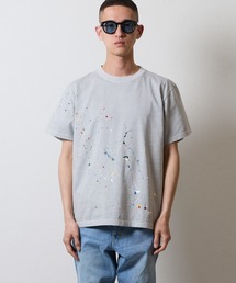 HAND PAINTED Number⑨ PRINTED VINTAGE DYE T-SHIRT / ハンドペイント ナンバーナイン ワンポイント ロゴプリント ヴィンテージダイ Tシャツ
