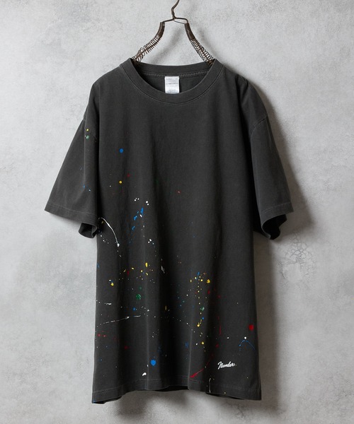 NUMBER (N)INE（ナンバーナイン）の「HAND PAINTED Number⑨ PRINTED VINTAGE WASH T-SHIRT / ハンドペイント ナンバーナイン ワンポイント ロゴプリント ヴィンテージウォッシュ Tシャツ（Tシャツ/カットソー・メンズ・ネイビー/ブラック系/バーガンディー/ブラック/レッド系/グレー/グレー系/ネイビー系・2/4/3）」の9枚目の写真