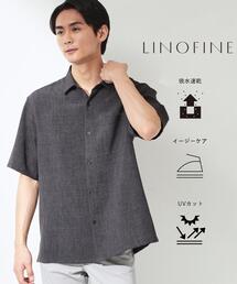 THE SHOP TK  | 【LINO FINE】 リネンライク半袖シャツ UVカット／イージーケア／吸水速乾／洗濯機OK／セットアップ可(シャツ/ブラウス)
