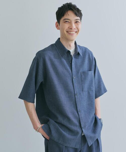 THE SHOP TK (ザ ショップ ティーケー )の「【LINO FINE】 リネンライク半袖シャツ UVカット/イージーケア/吸水速乾/洗濯機OK/セットアップ可(シャツ/ブラウス・メンズ・キャメル/ブルー系その他/チャコールグレー/ライトベージュ・04/03/02)」の5枚目の写真