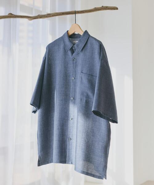 THE SHOP TK (ザ ショップ ティーケー )の「【LINO FINE】 リネンライク半袖シャツ UVカット/イージーケア/吸水速乾/洗濯機OK/セットアップ可(シャツ/ブラウス・メンズ・キャメル/ブルー系その他/チャコールグレー/ライトベージュ・04/03/02)」の8枚目の写真