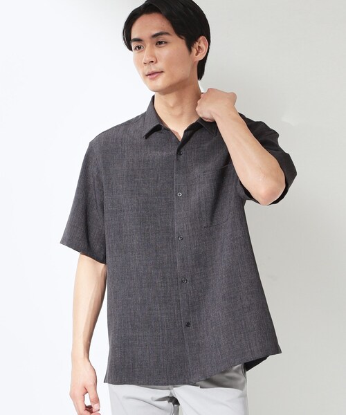 THE SHOP TK （ザ ショップ ティーケー ）の「【LINO FINE】 リネンライク半袖シャツ UVカット／イージーケア／吸水速乾／洗濯機OK／セットアップ可（シャツ/ブラウス・メンズ・キャメル/ブルー系その他/チャコールグレー・04/03/02）」の22枚目の写真