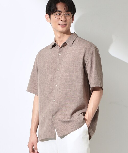 THE SHOP TK （ザ ショップ ティーケー ）の「【LINO FINE】 リネンライク半袖シャツ UVカット／イージーケア／吸水速乾／洗濯機OK／セットアップ可（シャツ/ブラウス・メンズ・キャメル/ブルー系その他/チャコールグレー・04/03/02）」の14枚目の写真