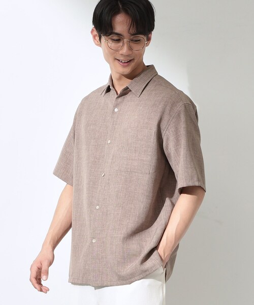 THE SHOP TK （ザ ショップ ティーケー ）の「【LINO FINE】 リネンライク半袖シャツ UVカット／イージーケア／吸水速乾／洗濯機OK／セットアップ可（シャツ/ブラウス・メンズ・キャメル/ブルー系その他/チャコールグレー・04/03/02）」の13枚目の写真