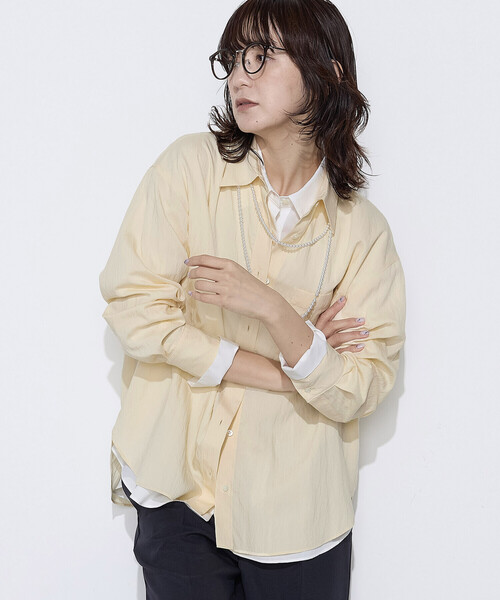 COMME CA Wardrobe（コムサワードローブ）の「ソフトタイプライター シャツ（シャツ/ブラウス・レディース・イエロー/サックスブルー/ホワイト・FREE）」の3枚目の写真