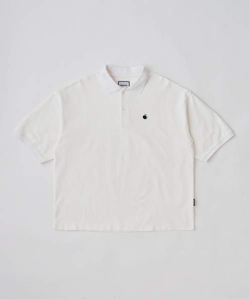 ADAM PATEK(アダムパテック)の「【ADAMPATEK/アダムパテック】 BITE APPLE patch polo shirt(ポロシャツ・メンズ・ホワイト/ブラック/グレー・2/1)」の2枚目の写真