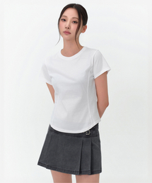 ウィメンズラウンドヘムTシャツ[ホワイト]