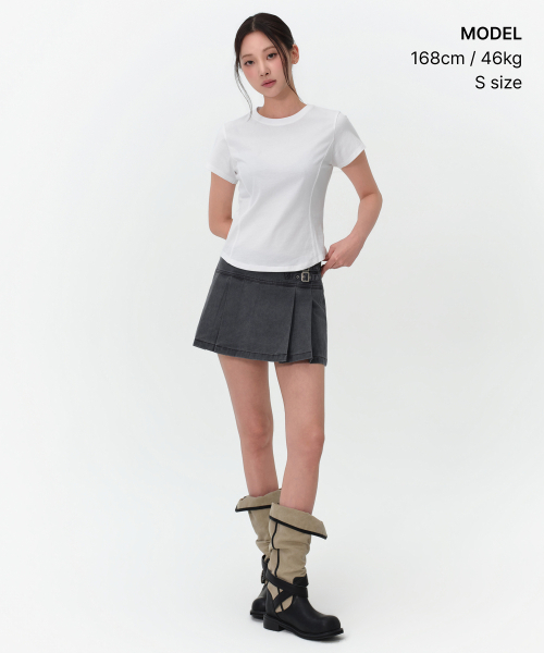 MUSINSA STANDARD WOMAN（ムシンサスタンダードウーマン）の「ウィメンズラウンドヘムTシャツ[ホワイト]（Tシャツ/カットソー・レディース・その他・X-SMALL/MEDIUM/LARGE/SMALL）」の2枚目の写真