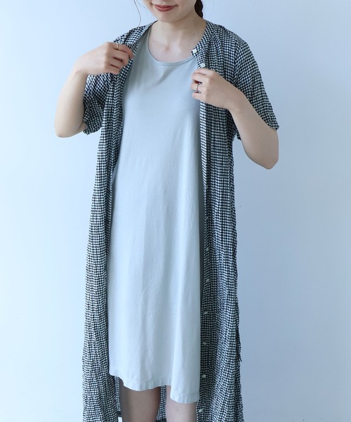 bulle de savon（ビュルデサボン）の「コットン/モダール 40/1天竺 ペチワンピース（Tシャツ/カットソー・レディース・ベージュ/グレー/ブラック・FREE）」の4枚目の写真