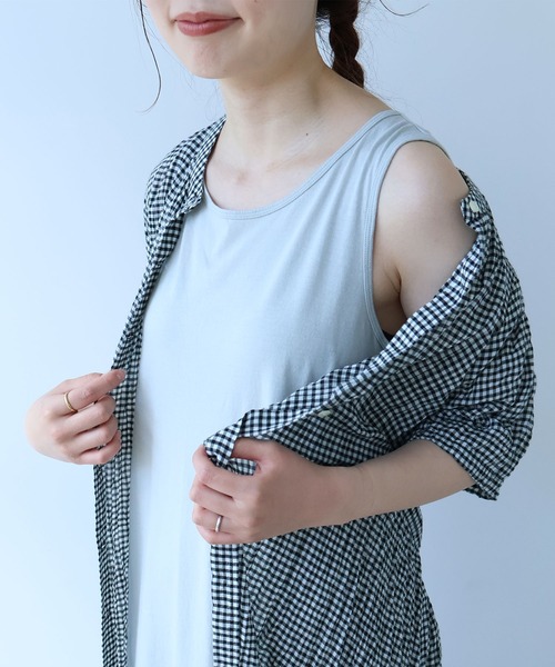 bulle de savon（ビュルデサボン）の「コットン/モダール 40/1天竺 ペチワンピース（Tシャツ/カットソー・レディース・ベージュ/グレー/ブラック・FREE）」の5枚目の写真