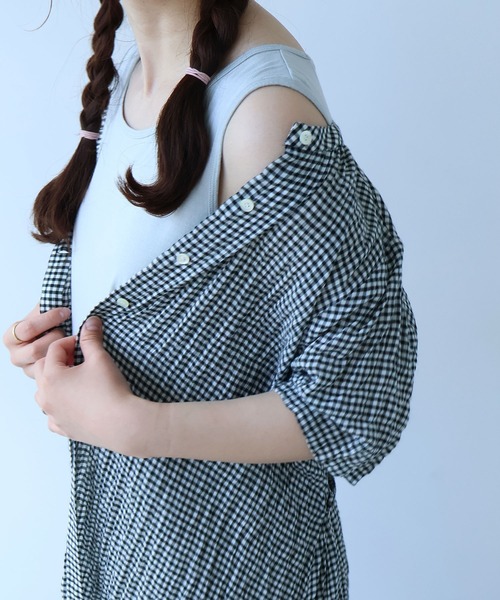 bulle de savon（ビュルデサボン）の「コットン/モダール 40/1天竺 ペチワンピース（Tシャツ/カットソー・レディース・ベージュ/グレー/ブラック・FREE）」の8枚目の写真