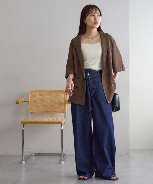DISCOAT(ディスコート)の「ライトオンスデニムワイドパンツ(その他パンツ・レディース・ブルー/ネイビー・SMALL/MEDIUM/LARGE)」の3枚目の写真