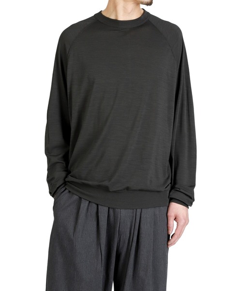 GOLD（ゴールド）の「GOLD / ゴールド：SUMMER WOOL RAGLAN L/S CREW NECK SHIRT：26A-GL69486[MUS]（Tシャツ/カットソー・メンズ・チャコールグレー・M/L）」の5枚目の写真