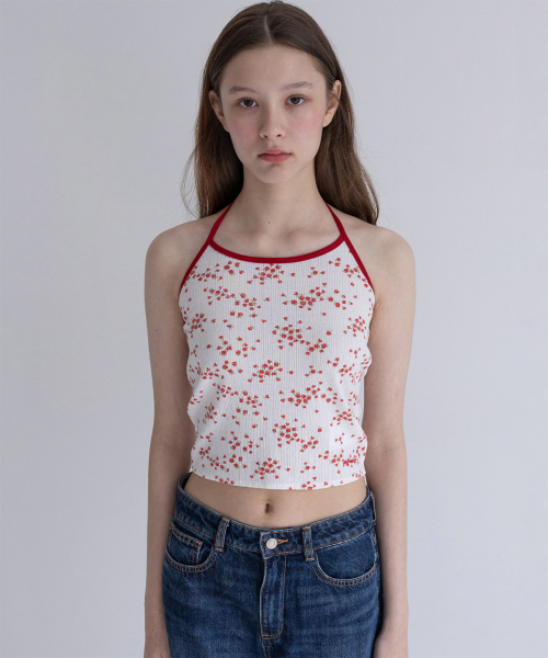 YAHNSISI(ヤーンシシ)の「アイレットホルターネックスリーブレス - ローズガーデン(Tシャツ/カットソー・レディース・その他・FREE)」の1枚目の写真