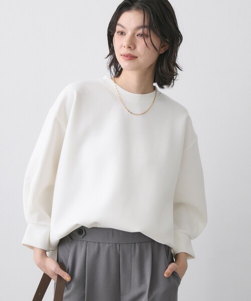 Dessin(デッサン)の「【洗える】8分袖ボンディングカットソー(Tシャツ/カットソー・レディース・ホワイト/ライトブルー/サンドベージュ・03/02/01)」の2枚目の写真