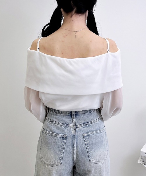 INGNI（イング）の「【WEB限定】シアーオフショルリボンブラウス（シャツ/ブラウス・レディース・オフホワイト/ピンク/ホワイト系6/ブラック/サックスブルー・M）」の11枚目の写真