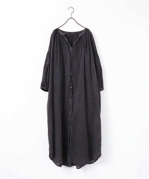 hunch(ハンチ)の「アシッドウォッシュ ギャザー7分袖ワンピース(ワンピース・レディース・グレイッシュブルー/チャコール/ベージュ・FREE)」の22枚目の写真