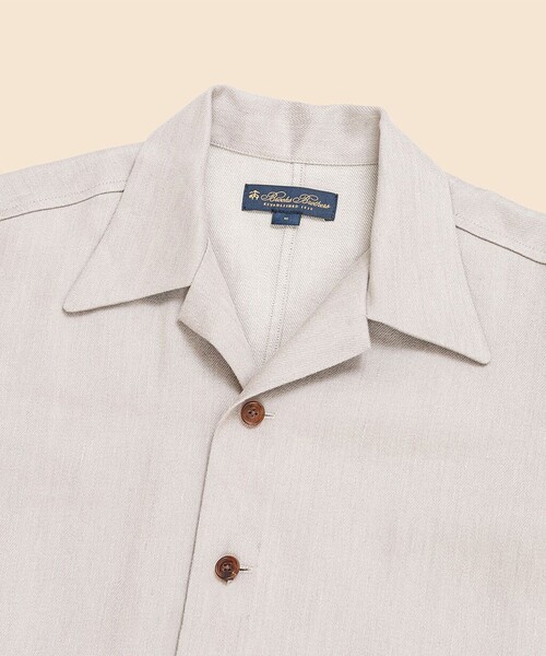BROOKS BROTHERS（ブルックスブラザーズ）の「リネン／ウール　オープンカラーシャツ（シャツ/ブラウス・メンズ・ネイビー・SMALL/MEDIUM/LARGE）」の2枚目の写真