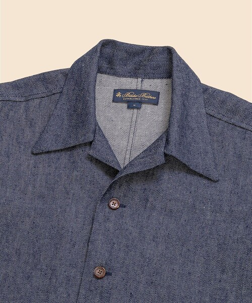 BROOKS BROTHERS（ブルックスブラザーズ）の「リネン／ウール　オープンカラーシャツ（シャツ/ブラウス・メンズ・ネイビー・SMALL/MEDIUM/LARGE）」の5枚目の写真