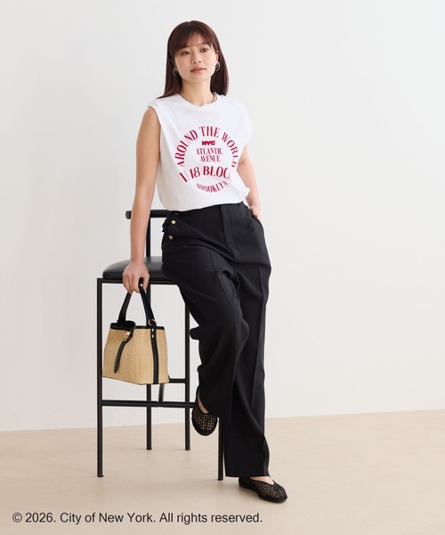 GOOD ROCK SPEED（グッドロックスピード）の「【NYC】CIRCLE LOGO NS 653207（Tシャツ/カットソー・レディース・チャコールグレー/オフホワイト・FREE）」の3枚目の写真