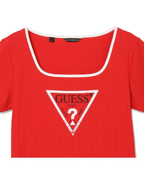 Guess（ゲス）の「LADIES' S/Slv T-Shirt Tシャツ ロゴTシャツ（Tシャツ/カットソー・レディース・ホワイト/レッド・MEDIUM/SMALL/X-SMALL）」の5枚目の写真