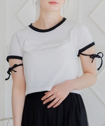 袖リボンビジューロゴTEE