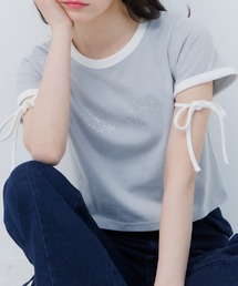 袖リボンビジューロゴTEE