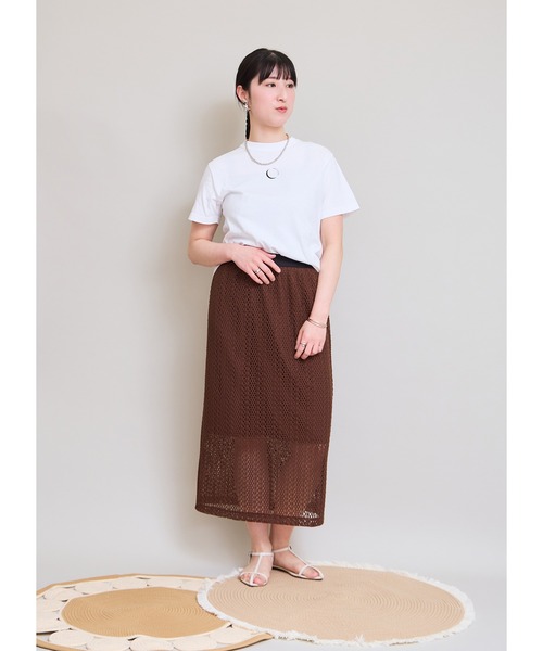 LHELBIE(レルビエ)の「クロシェレーススカート(スカート・レディース・ブラウン/アイボリー/ブラック・M)」の18枚目の写真