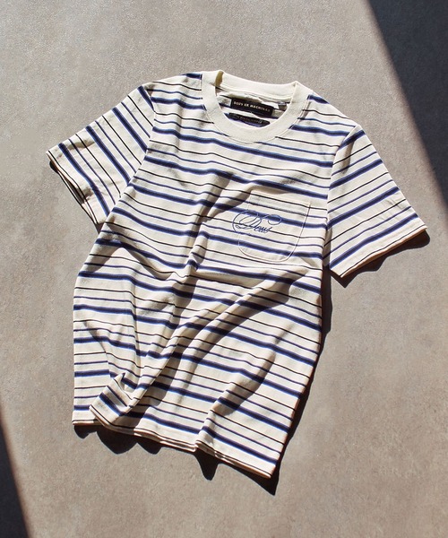 DEUS EX MACHINA(デウスエクスマキナ)の「(DEUS EX MACHINA)PIERRE STRIPE TEE(Tシャツ/カットソー・レディース・ホワイト/ブラウン・S)」の1枚目の写真