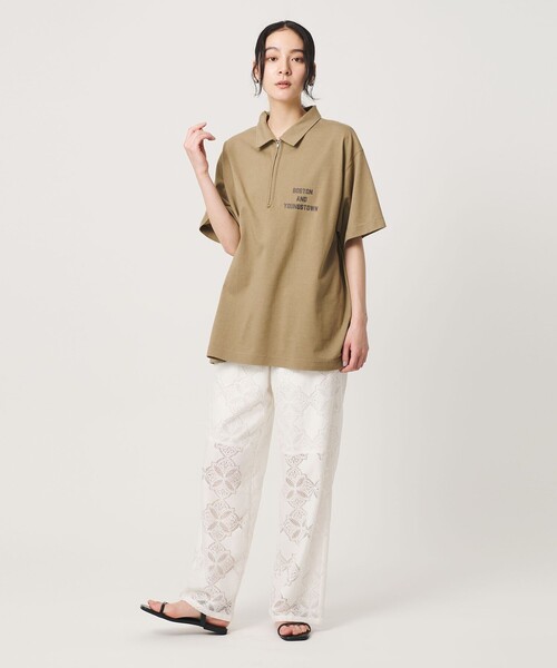 BEAUTY&YOUTH UNITED ARROWS（ビューティーアンドユースユナイテッドアローズ）の「コットンポリエステル ジップ ビッグ ポロシャツ（ポロシャツ・レディース・レッド/ベージュ/ダークグレー・FREE）」の6枚目の写真