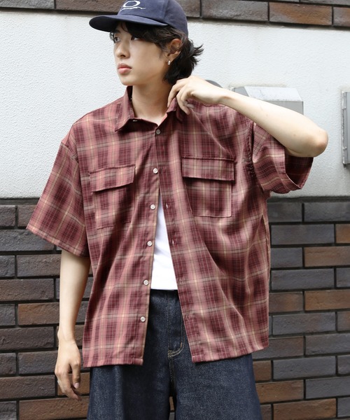 NAKER(ネイカー)の「レトロチェックレギュラーカラー半袖シャツ(シャツ/ブラウス・メンズ・ネイビー/グレー/レッド・M/L/S/XL)」の17枚目の写真