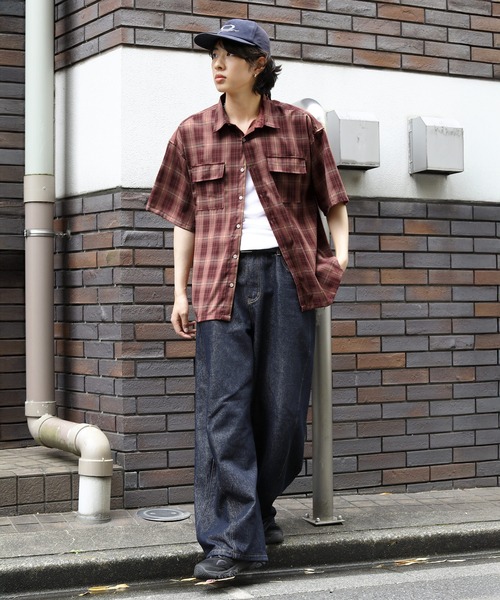NAKER(ネイカー)の「レトロチェックレギュラーカラー半袖シャツ(シャツ/ブラウス・メンズ・ネイビー/グレー/レッド・M/L/S/XL)」の19枚目の写真