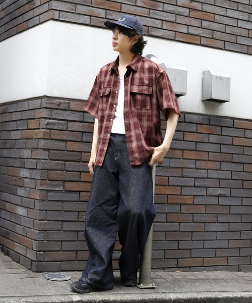 NAKER(ネイカー)の「レトロチェックレギュラーカラー半袖シャツ(シャツ/ブラウス・メンズ・ネイビー/グレー/レッド・M/L/S/XL)」の21枚目の写真