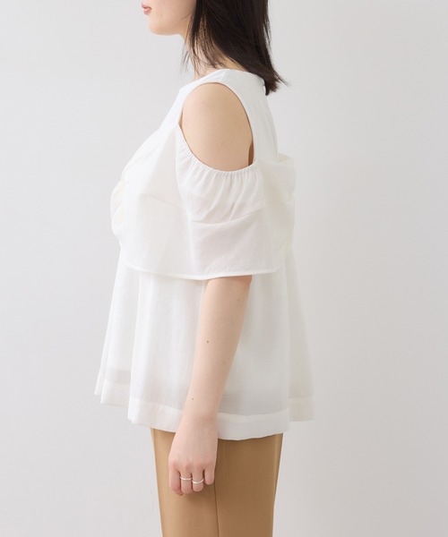 VIS(ビス)の「フロントリボンドッキングトップス/2WAY(Tシャツ/カットソー・レディース・チャコールグレー/オフホワイト・FREE)」の19枚目の写真