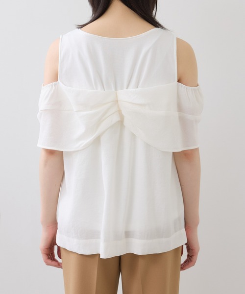 VIS(ビス)の「フロントリボンドッキングトップス/2WAY(Tシャツ/カットソー・レディース・チャコールグレー/オフホワイト・FREE)」の20枚目の写真