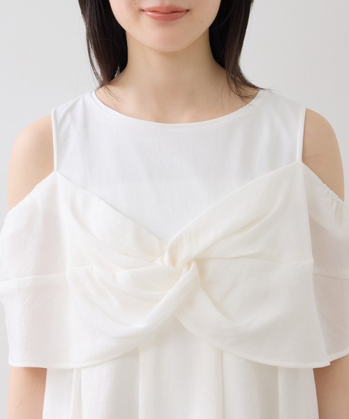 VIS(ビス)の「フロントリボンドッキングトップス/2WAY(Tシャツ/カットソー・レディース・チャコールグレー/オフホワイト・FREE)」の21枚目の写真