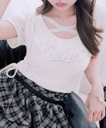 胸クロスドロストTシャツ