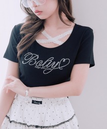 胸クロスドロストTシャツ