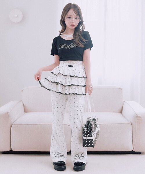 OLIVE des OLIVE（オリーブデオリーブ）の「胸クロスドロストTシャツ（Tシャツ/カットソー・レディース・ホワイト/ブラック系その他/オフホワイト/サックスブルー/ブラック/ピンク・FREE）」の7枚目の写真