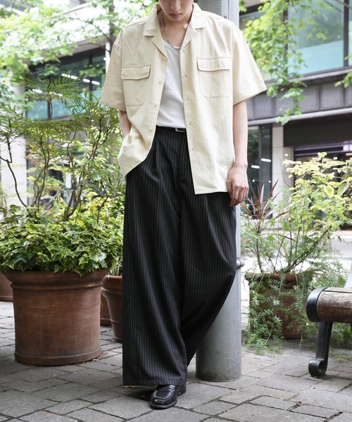 NAKER(ネイカー)の「サイドタックバギースラックス ブラック/ストライプ(スラックス・メンズ・ブラック系/グレー系/ブラック・S/M/L/XL)」の6枚目の写真