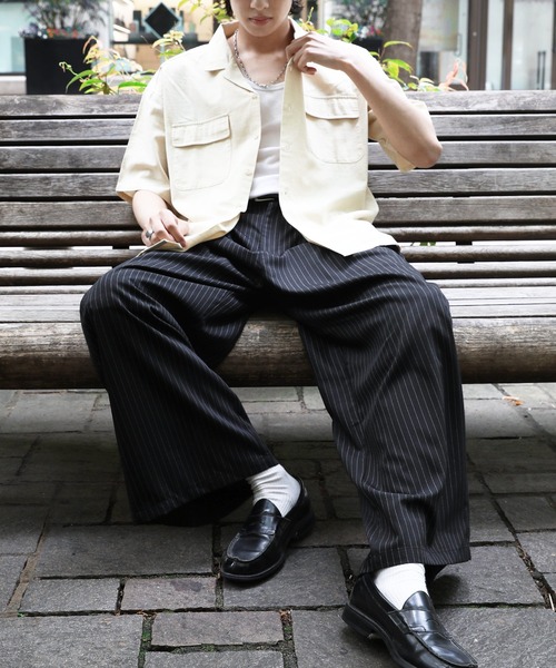NAKER(ネイカー)の「サイドタックバギースラックス ブラック/ストライプ(スラックス・メンズ・ブラック系/グレー系/ブラック・S/M/L/XL)」の7枚目の写真