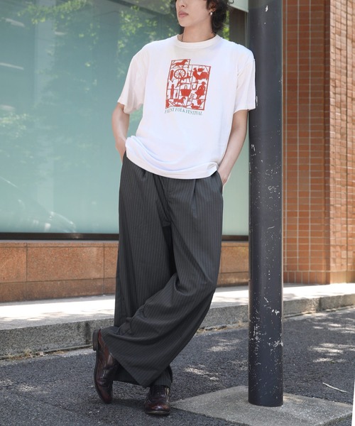 NAKER(ネイカー)の「サイドタックバギースラックス ブラック/ストライプ(スラックス・メンズ・ブラック系/グレー系/ブラック・S/M/L/XL)」の13枚目の写真