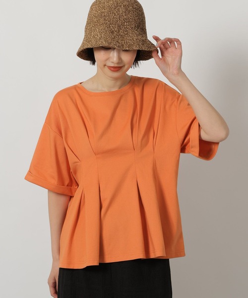 LAKOLE（ラコレ）の「ウエストタック半袖T / 669295（Tシャツ/カットソー・レディース・オレンジ/ブラック/グレー・FREE）」の3枚目の写真