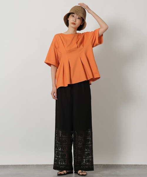 LAKOLE（ラコレ）の「ウエストタック半袖T / 669295（Tシャツ/カットソー・レディース・オレンジ/ブラック/グレー・FREE）」の19枚目の写真