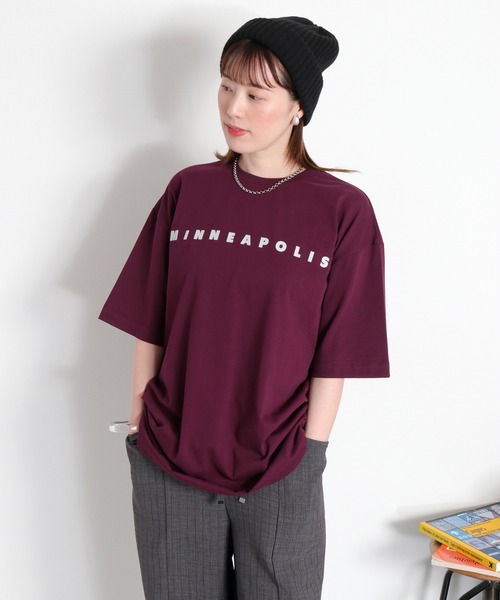 cepo（セポ）の「〈さらっと涼しい、シルキータッチ♪〉シルケットコットン オーバーサイズロゴTee（Tシャツ/カットソー・レディース・ホワイト/ブラック/パープル・M）」の3枚目の写真