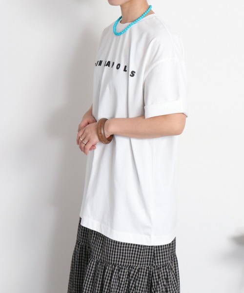 cepo（セポ）の「〈さらっと涼しい、シルキータッチ♪〉シルケットコットン オーバーサイズロゴTee（Tシャツ/カットソー・レディース・ホワイト/ブラック/パープル・M）」の11枚目の写真