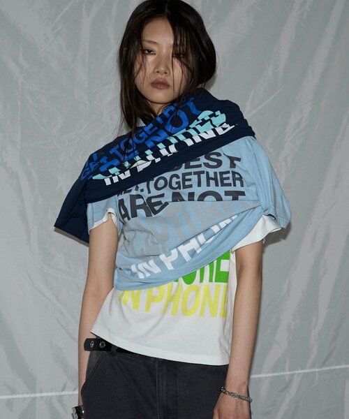 WHO'S WHO gallery（フーズフーギャラリー）の「メッセージTEE（Tシャツ/カットソー・レディース・ネイビー/サックスブルー/ホワイト/ブラック・MEDIUM/SMALL）」の18枚目の写真