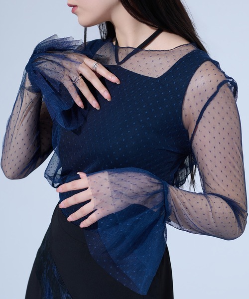 Ellno de Mavie（エルノデメヴィ）の「ソデフリルドットアソートシアートップス（Tシャツ/カットソー・レディース・ブラック系その他/ブラック/ブルー系その他・FREE）」の3枚目の写真